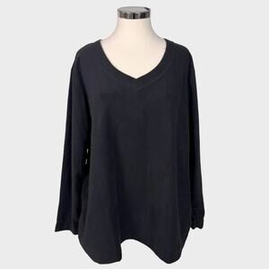 Made for Life Womens 3X Black Fleece V Neck Top NEW NWT